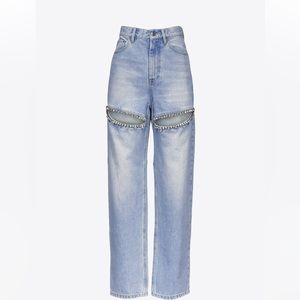 AREA Crystal slit jean